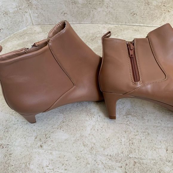 Zara | Brown Leather Zip Up Heeled Ankle Boots - Picture 4 of 5
